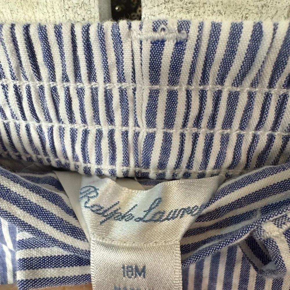 Ralph Lauren Navy and White Striped Shorts 18 Months Seersucker Classic NWT